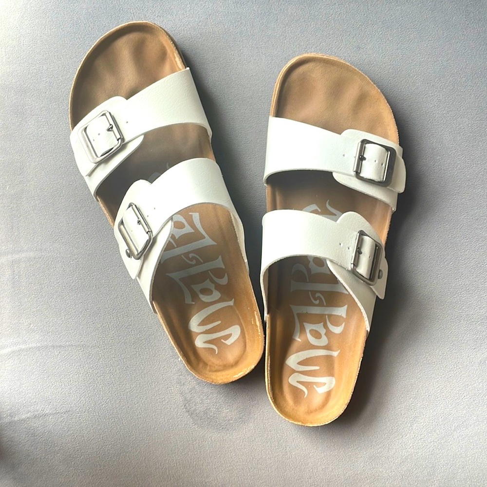 Two strap faux leather sandal